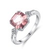 Gdirection 925 Sterling Silver Simulated Morganite Ring for Women, CZ