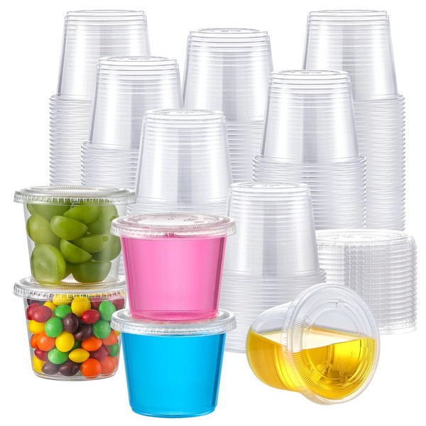 AOZITA 100 Sets - 5.5 oz Portion Cups With Lids,