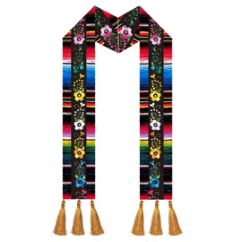 DENCTORAM Mexican Graduation Sash Flag Floral Graduation Stole Graduation Sash Mexico Serape Graduation Sash