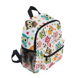 Children's Backpack Cute Colourful Owl Bird and Dots Nursery Preschool Bag for Toddler Girls Boys, gray, Kids Backpack