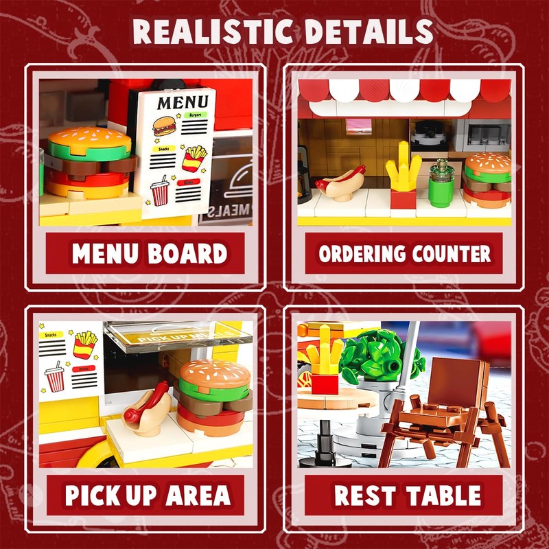 Friends Burger Truck Building Set, Creative Fast Food Truck Playset