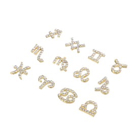 Beavorty 12pcs Rhinestone Nail Art Supplies for Creative DIY Manicure Decor Unique Zodiac Alloy Nail Charms for Elegant Design for Home Salon Use