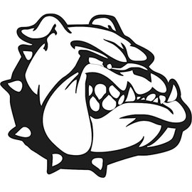 StickerTalk Black and White Bulldog Mascot Vinyl Sticker, 3.5 inches by 3 inches