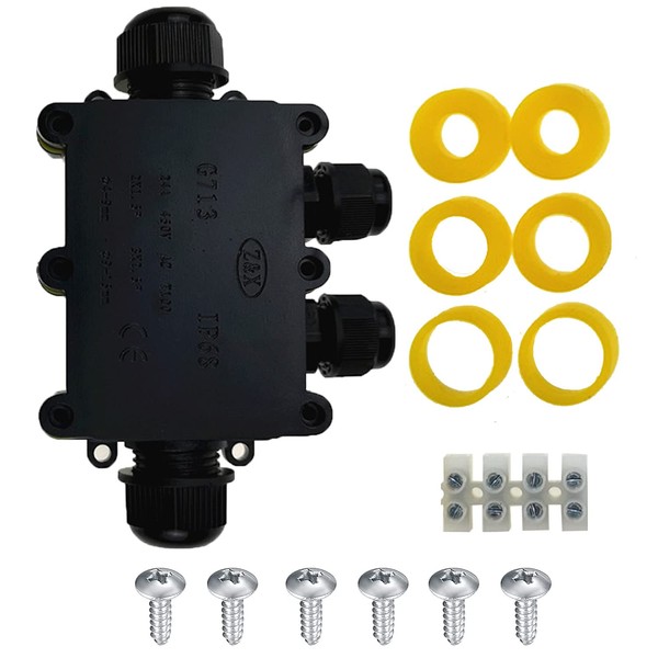 IP68 Waterproof Junction Box, 4-Way Cable Connector for Outdoor Use,