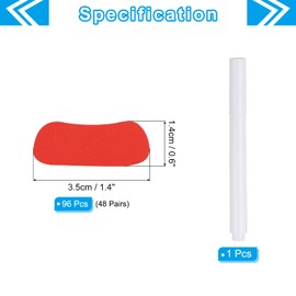 PATIKIL 48 Pairs Sports Eye Black Stickers, Under Eye Black Strips Football Face Stickers Breathable Eyeblack Sticker with 1 Pcs White Pencil for Baseball Fans on Game Day, Warm Red