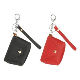 PATIKIL Coin Purse Keychain, 2 Pack Mini Cute Tote Bag Key Chains Earphone Pouch Coin Bag Keyring Handbag Decoration Purse Charm Pendant Keychain, Black, Red