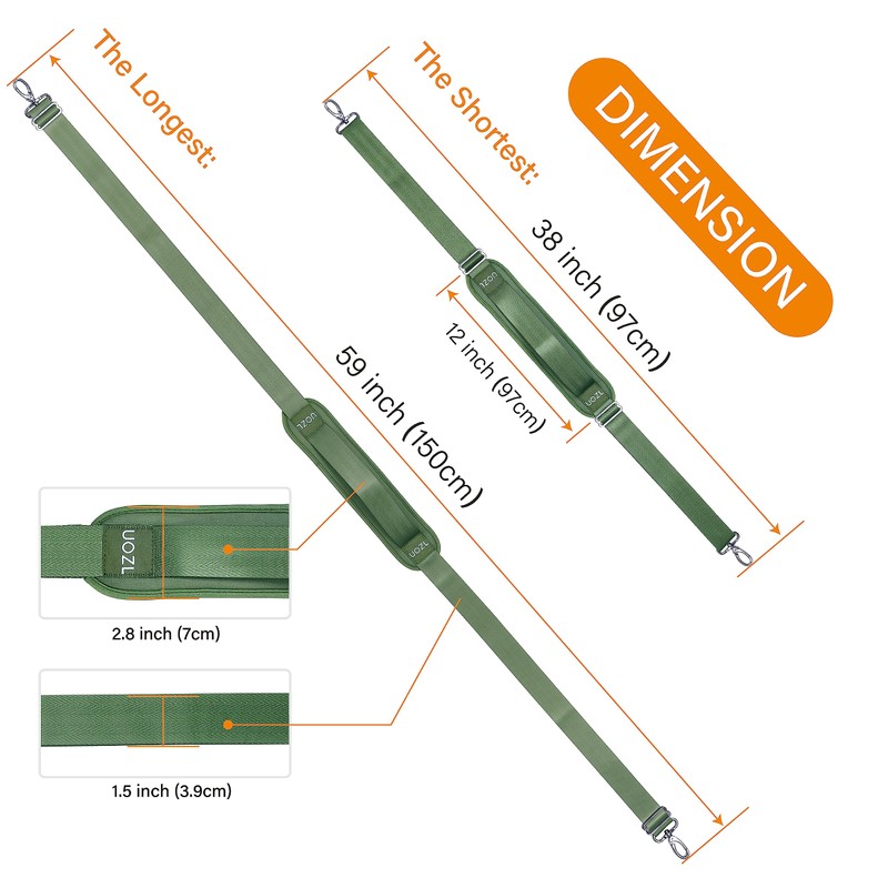 UOZL 59 Inch Shoulder Straps, Soft with Ultra-Thick Fixed Shoulder