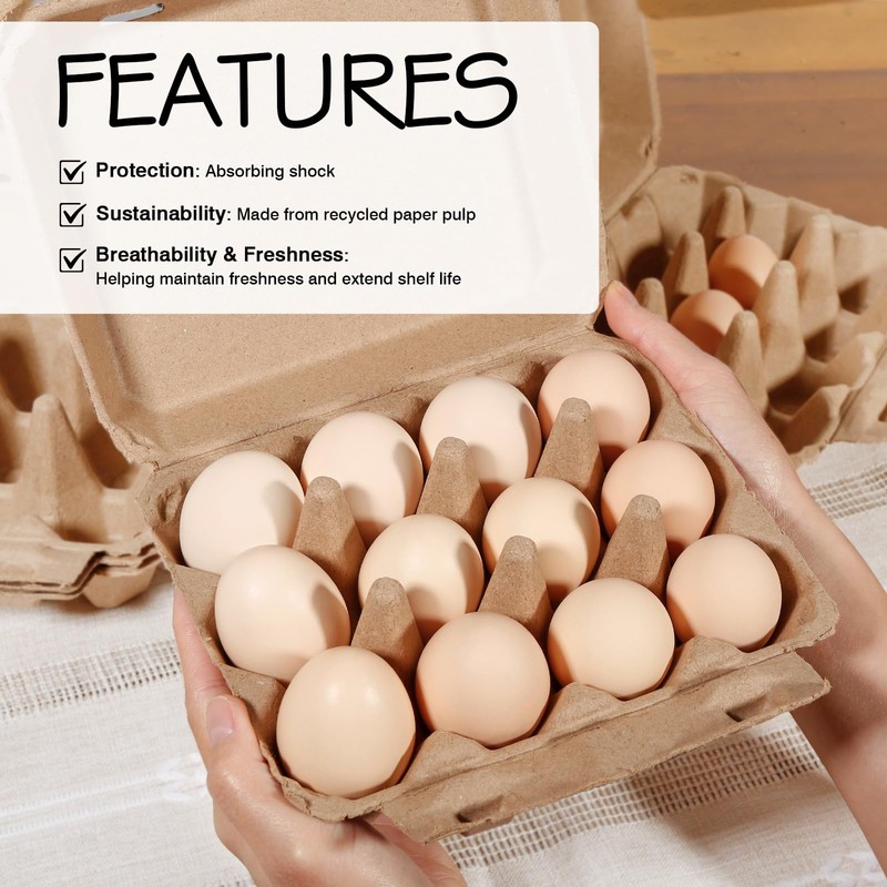 JOINSI 50 Pack Egg Cartons Bulk, 3×4 Style Reusable Empty
