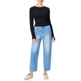 CIDER Womens Ruched Ribbed Top Y2k Fall Fashion Long Sleeve Basic Crop Tops Going Out Trendy Business Casual Outfit Black