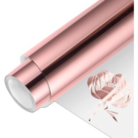 Uadme Vinylfolie Plotter, 30,5 x 183 cm Metallisches Permanentes Vinyl, Glänzende HTV-Vinyl-Rolle für DIY-Geschenke, Geburtstagsparty, Weihnachtsdekoration (Roségold)