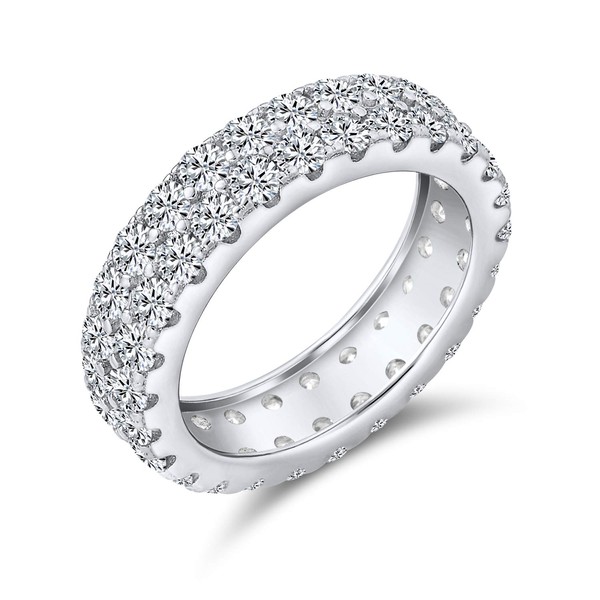Classic Traditional Bridal Two Row Pave Cubic Zirconia CZ Anniversary
