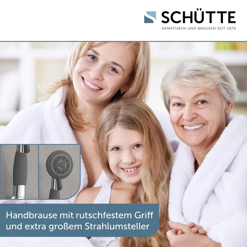 SCHÜTTE Vital Hand Shower with Non-Slip Handle, Shower Head with