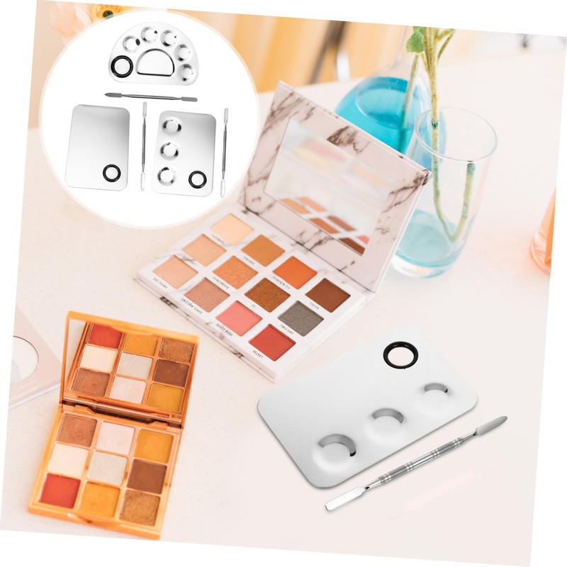 FOMIYES Cosmetic Makeup Nail Art Palette 3 Sets Stainless Steel