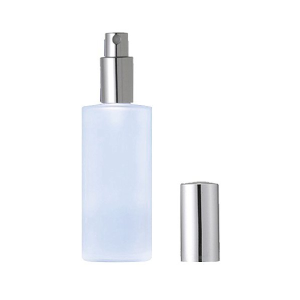 Grand Parfums Empty 120ml Refillable Frosted Glass Perfume or Cologne Spray Bottle 4 Ounce Empty with Silver Metallic Fine Mist Spray Applicator