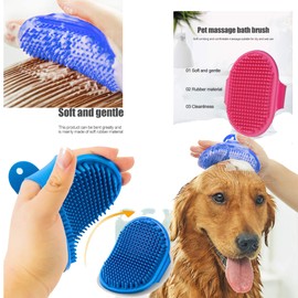 Pet Touch Dog Cat Grooming Massage Mitt with Adjustable Strap Bath Brush Suitable for long & Short Hairs Puppy& Kitten (Red)