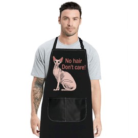 JNIAP Sphynx Cat Apron Sphynx Lover Gifts Sphynx Cat Owner Gifts Sphynx Hairless Cat Kitchen Apron For Cooking Baking (No hair)