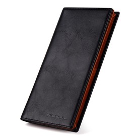 VISOUL Men's Bifold Long Wallet, IC Card Storage, No Coin Purse, Large Capacity, Ultra-thin, Italian Leather, Luxury Cowhide Leather, Bi-Fold Wallet, Genuine Leather, Made by Leading Leather Artisans,