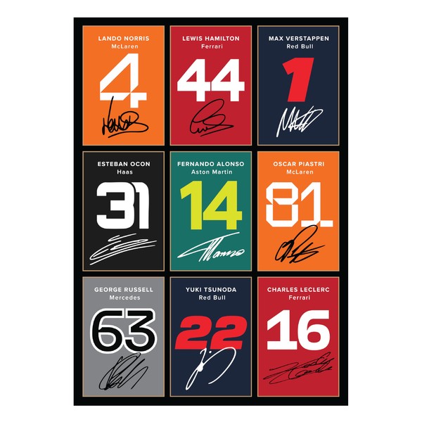 Icons Wall Art Norris Hamilton Verstappen Ocon Alonso Piastri Russell