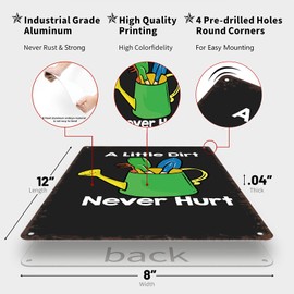 Garden Signs A Little Dirt Never Hurt Metal Tin Sign Funny Gardener Signs For Outside Home Greenhouse Living Room Bedroom Outdoor Yard Backyard Decor 8x12 Inch