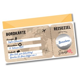 Travel voucher, scratch sticker, boarding pass, gift for couples, scratch sticker for self-labelling, voucher for travel, gift ideas, surprise trip