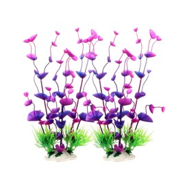 2 Pack 9.5 Inch Seaweed Purple Plastic Artificial Aquarium Plants for Indoor Aquarium
