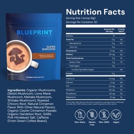 Blueprint by Bryan Johnson Super Shroom Coffee – Mushroom Coffee with Lion’s Mane, Reishi & GABA – 70mg Caffeine – Focus & Energy Coffee – Adaptogenic Coffee Alternative – 30 Servings