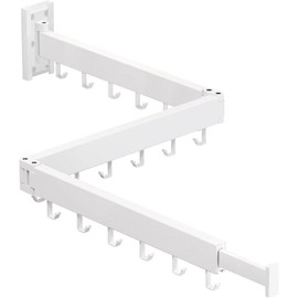 Clothes Drying Rack,Laundry Drying rack,Wall Mounted Clothes Rack,Clothes Hanging Rack,Laundry Rack Wall Mount,Folding Retractable Collapsible Drying Rack Clothing (Three-Poles,J Hooks,White) - Colour: Upgrade-Black / J Shape Hooks
