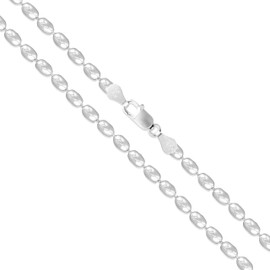 Sterling Silver Italian Oval Ball Bead Chain 3mm 925 Italy Dog Tag Necklace 20"