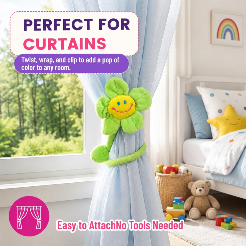 40Pcs Artificial Plush Flower Curtain Tiebacks, Bendable Stem Cutdoor Tiebacks,
