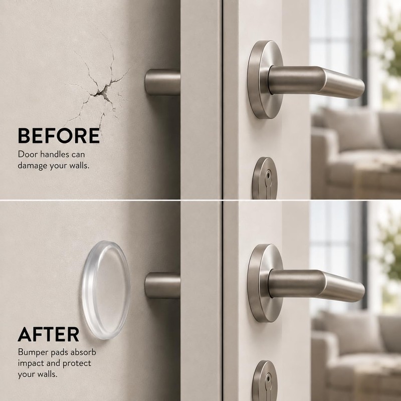 Door Knob Wall Protectors 6-Pack, 2 Inch Clear Silicone Door