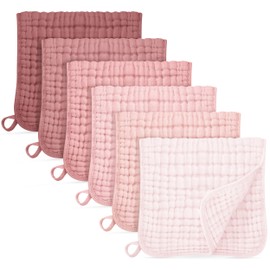 Unnivoll Muslin Burp Cloths for Baby 100% Cotton Burping Cloths for Boys Girls Large 20''X10'' Extra Soft and Absorbent 6 Pack - Gradient Pink