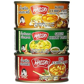 6 Can (4oz. Each) of Thai Green Red Yellow Curry Pastes Set
