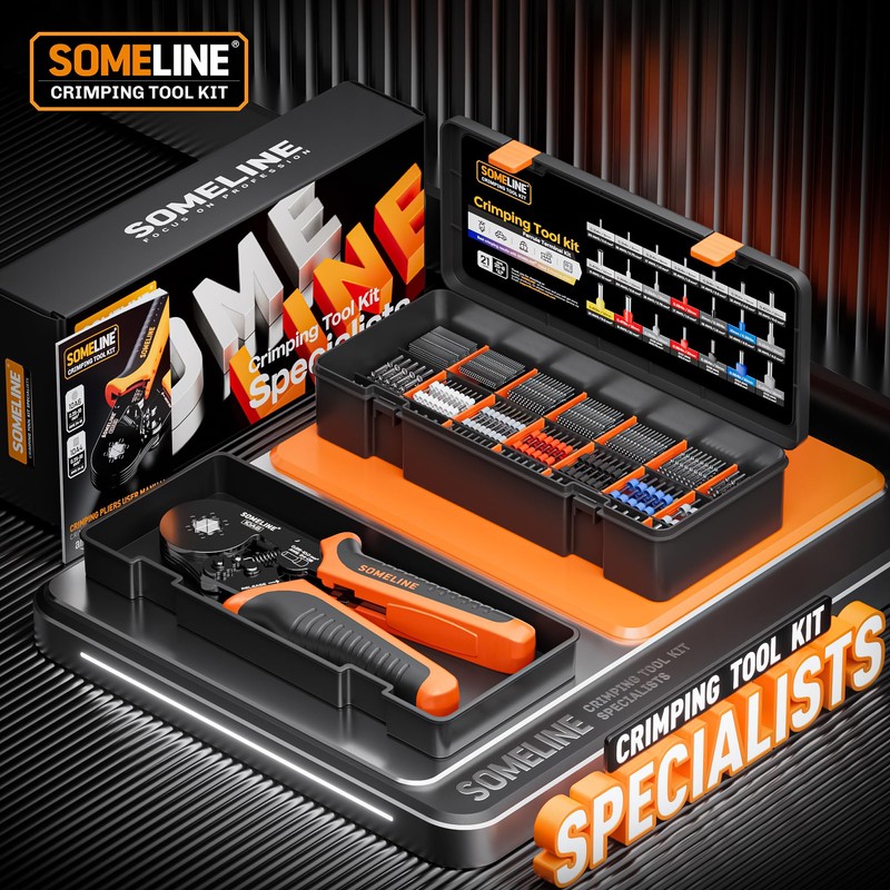 SOMELINE Ferrule Hexagonal Crimping Tool Kit, 21 Sizes Ferrules, 24-8