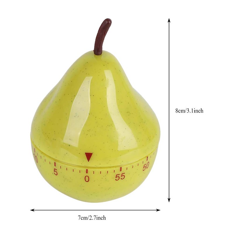 Mechanical Kitchen Timer,60 Minutes Cartoon Pear Timer Countdown Alarm Clock,Mechincal