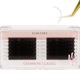 KIARA SKY LASH Cashmere Classic Lash Extensions | Premium Cashmere Lash Extensions | Soft Semi-matte natural finish | For Professional Eyelash Extensions Use Only | Black, (CC-0.15-15mm)