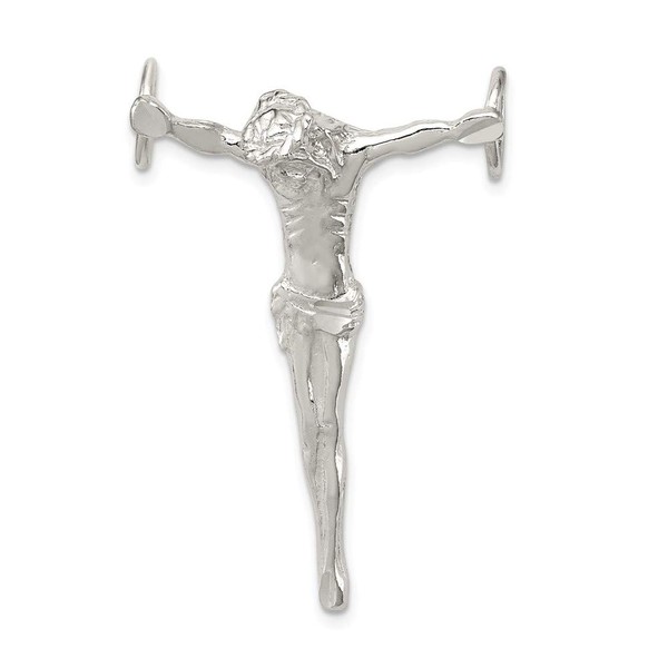 Solid 925 Sterling Silver Jesus Cross Chain Slide Pendant
