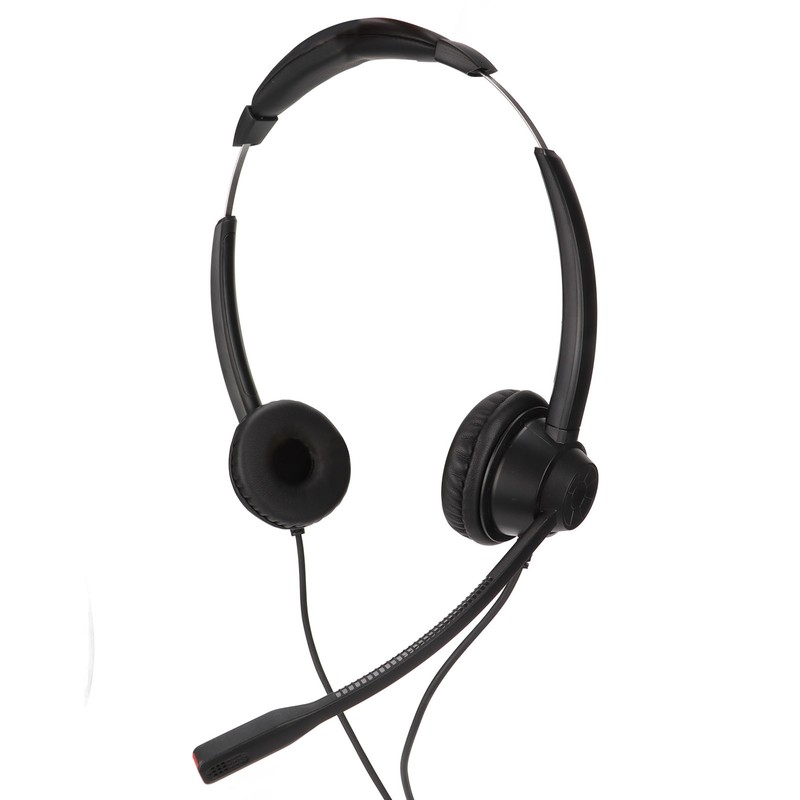 2.5mm Business Headset Binaural Corded Headset with HD Mic for