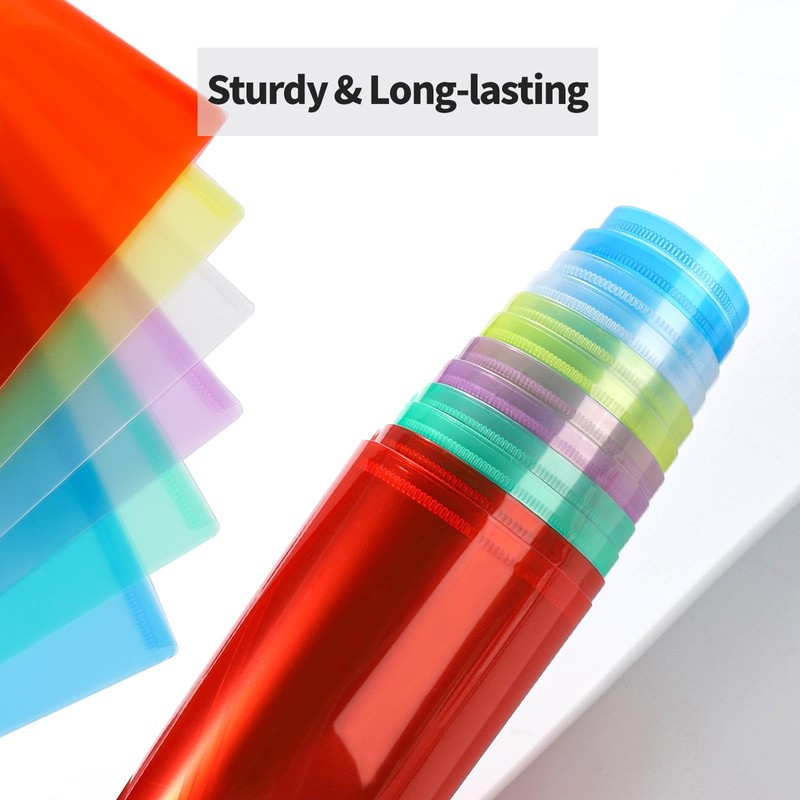 LEOBRO Plastic File Folders for Documents, 6 PCS Plastic Envelopes,