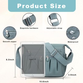 Simcat Crossbody Bag for Women, Multiple Pockets Shoulder Handbags, Ladies Crossbody Purse, Messenger Bag, Lightweight Waterproof Nylon Travel Bag(Aqua Blue)