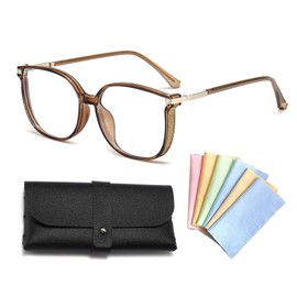 Tiliraiy Beautyfeii Reading Glasses - Bf Bling Bifocal Reading Glasses Women's Fashion Large Frame Round Sparkly Anti-Blue Light (Brown, 3.0)