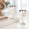 Gatuida 2pcs Goblets with Flower Pattern Elegant Alloy Cups for