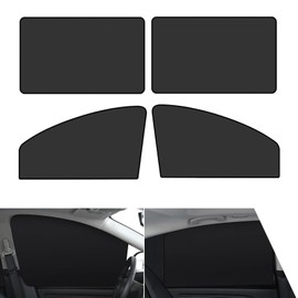 leechio 4 PCS Car Side Window Sun Shade, Car Sun and Heat Blocking Privacy Protection Window Shade, Hanging Adsorption Mounting Accessory, Universal Fit for Most Cars (Black)