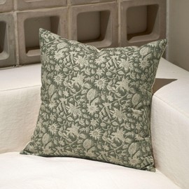 Amor Virisso Floral Throw Pillow Covers 18x18 Couch Pillows for Living Room Decorative Accent Pillow Covers Block Print Farmhouse Neutral Pillow Covers Sofa Pillows 1PC, Dusty Green
