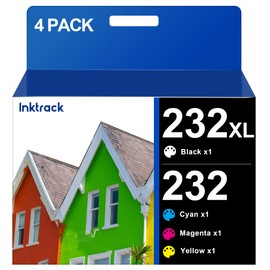 232XL Ink Cartridge High Yield Remanufactured Replacement for Epson 232XL Ink Cartridge Combo Pack 232 Work for Workforce WF-2930 WF-2950 Expression Home XP-4200 XP-4205 Printer 4 Pack Lastest Chip