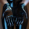 GREEFEI Black Latex Short Gloves,Natural Rubber Gloves Unisex Handmade,Masquerade Theme