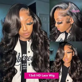Newmi 28 Inch Body Wave HD Lace Front Wig 13X6 Full Lace Frontal Wigs Human Hair 200% Density Pre Plucked With Baby Hair Bleached Knots Frontal Wig Full and Thick