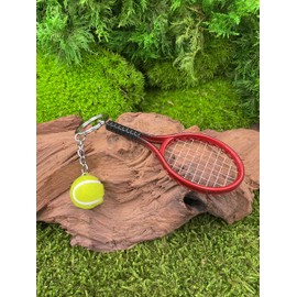 Onwomania - "Tennis Racket with Ball Sport Keyring - Metal Lucky Charm e.g. for Best Friend, Best Friend, Mum - For Men, Women & Children, silver