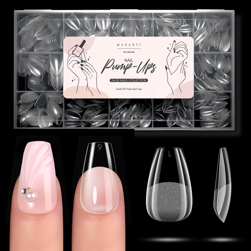Makartt Short Ballerina Nail Tips for Gel Extensions, Pack of