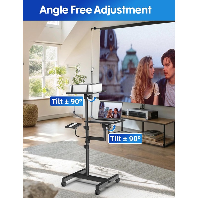ORWOD Projector and Laptop Stand Tripod, 2 Shelves Mobile Laptop