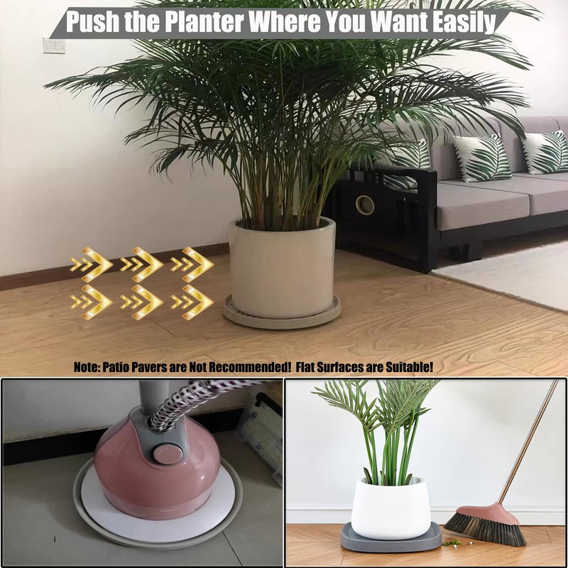 Dcpes 12Inch Plant Caddy with Hidden Wheels, Rolling Plants Stand